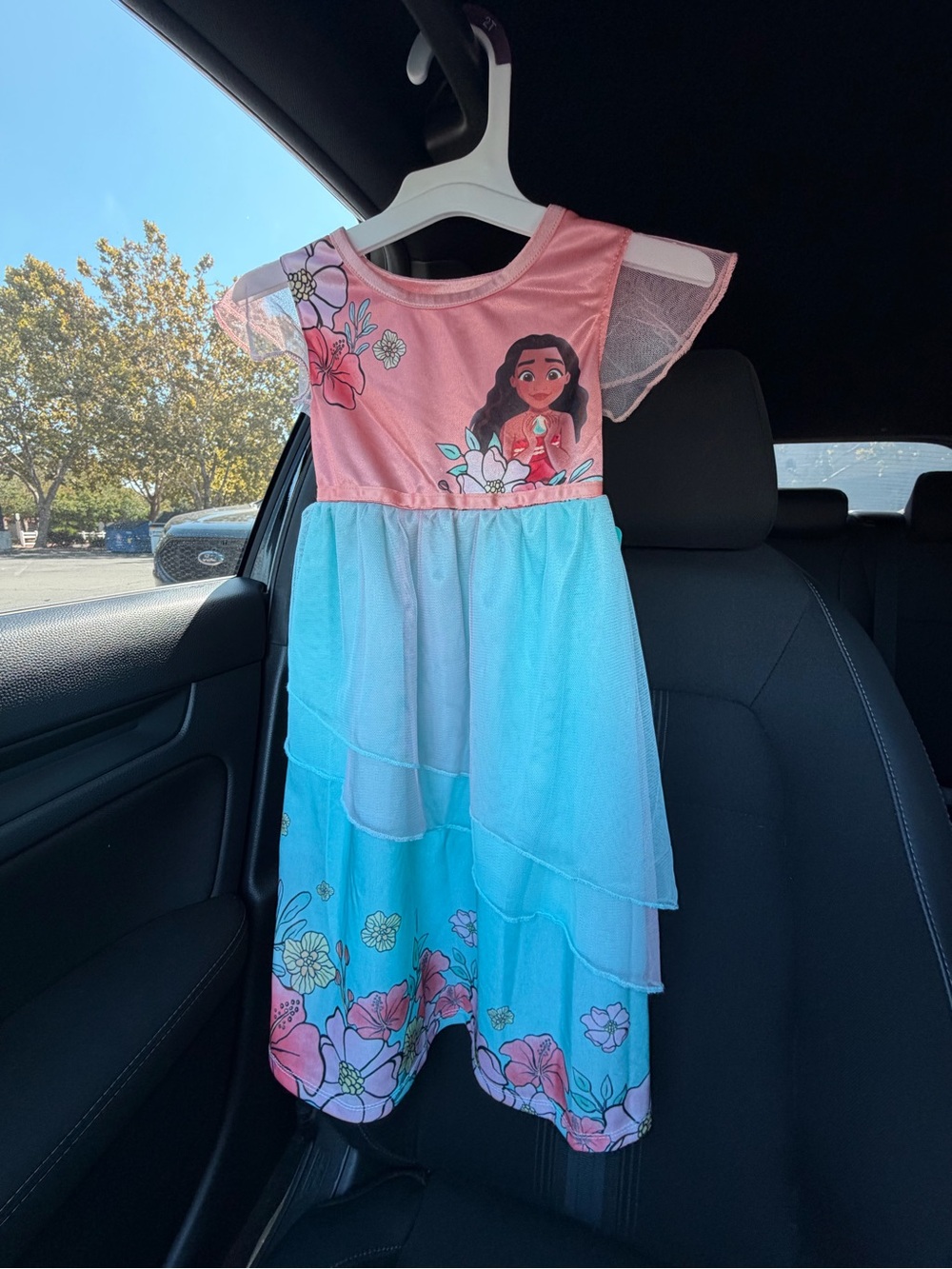 Disney Pink and Blue Moana 2 Floral Layered Nightgown Dress